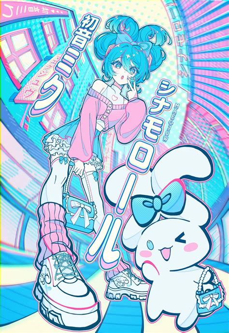 miu miu hello kitty|hatsune miku and cinnamoroll.